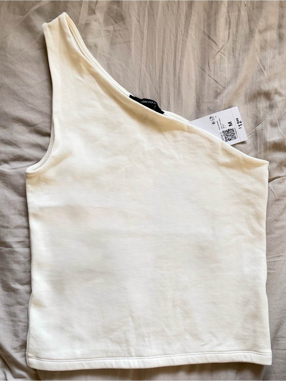 Forever 21 Cream One-Shoulder Tank